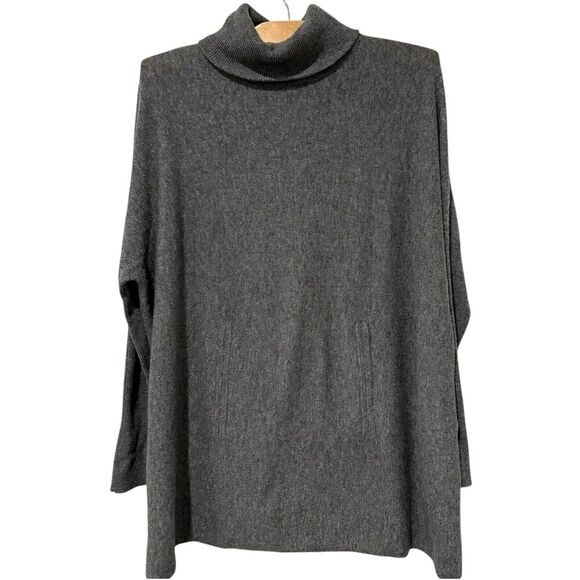 Garnet Hill | Sweater Long Sleeve Turtleneck Gray Cashmere Wool- Size XS - Picture 1 of 8
